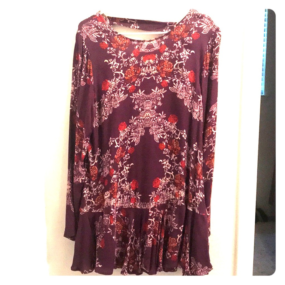 Multicolor Open Back Free People Long Sleeve Dress
